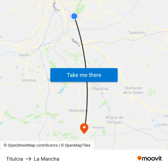 Titulcia to La Mancha map
