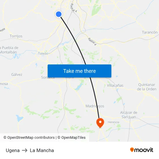 Ugena to La Mancha map