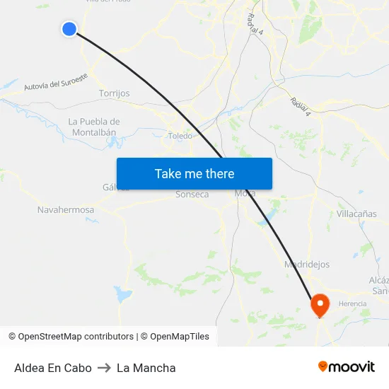Aldea En Cabo to La Mancha map