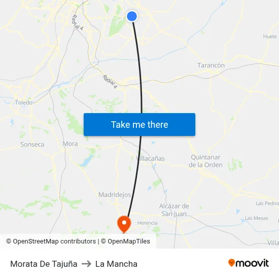 Morata De Tajuña to La Mancha map
