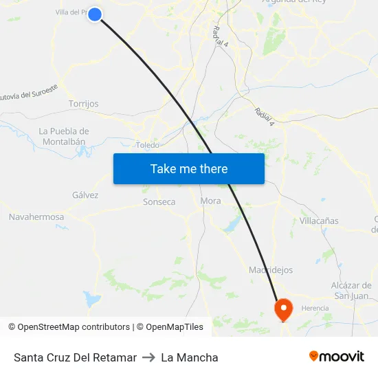 Santa Cruz Del Retamar to La Mancha map