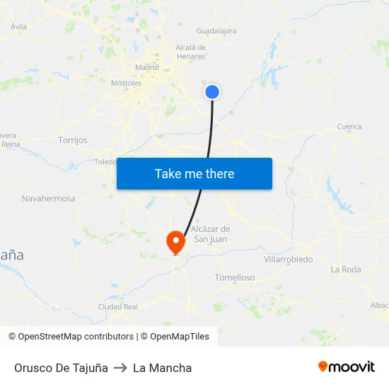 Orusco De Tajuña to La Mancha map