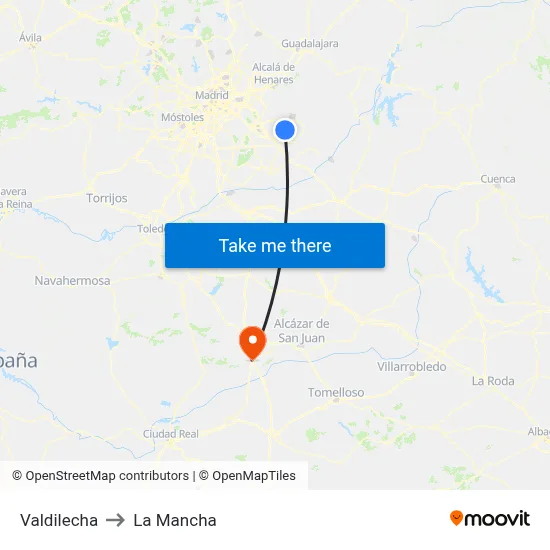 Valdilecha to La Mancha map