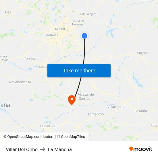 Villar Del Olmo to La Mancha map