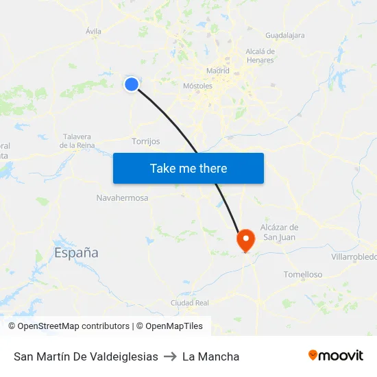 San Martín De Valdeiglesias to La Mancha map