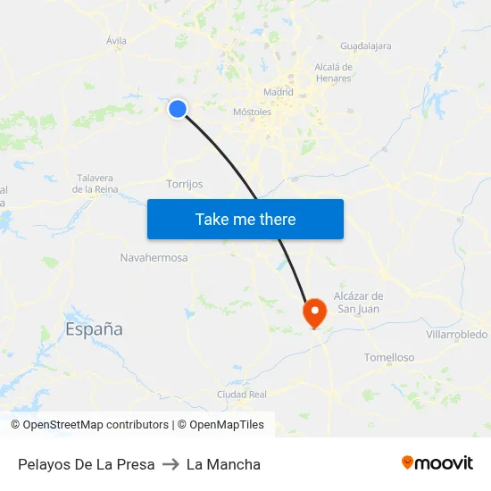 Pelayos De La Presa to La Mancha map