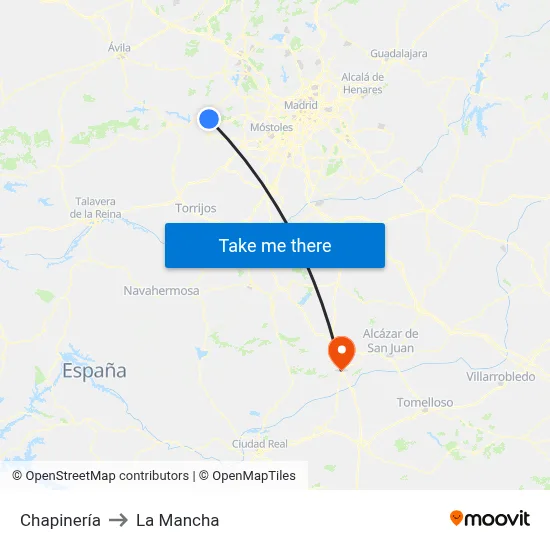 Chapinería to La Mancha map