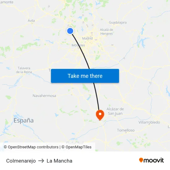 Colmenarejo to La Mancha map