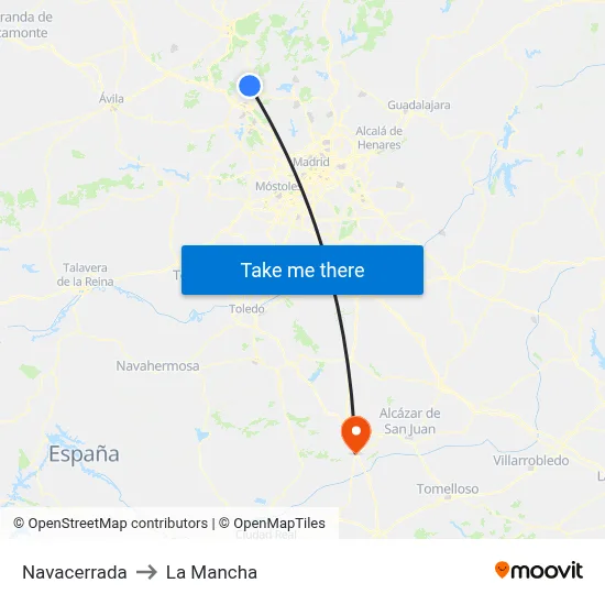 Navacerrada to La Mancha map