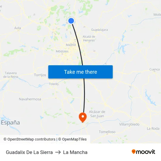 Guadalix De La Sierra to La Mancha map