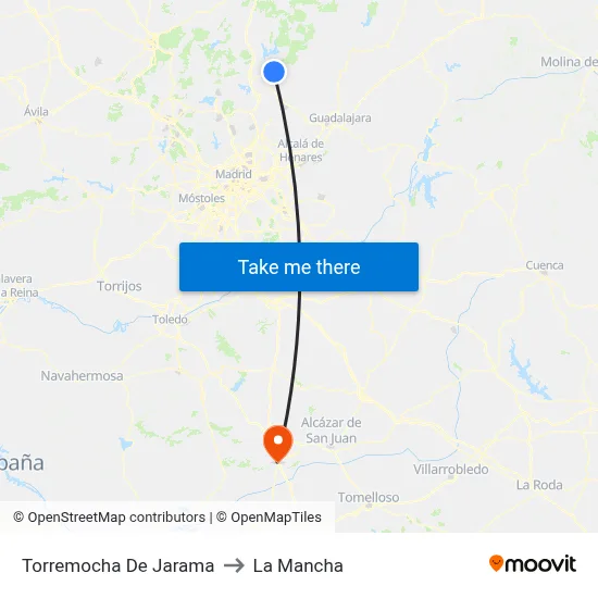 Torremocha De Jarama to La Mancha map