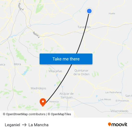 Leganiel to La Mancha map