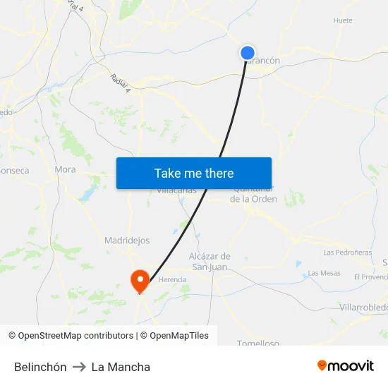 Belinchón to La Mancha map