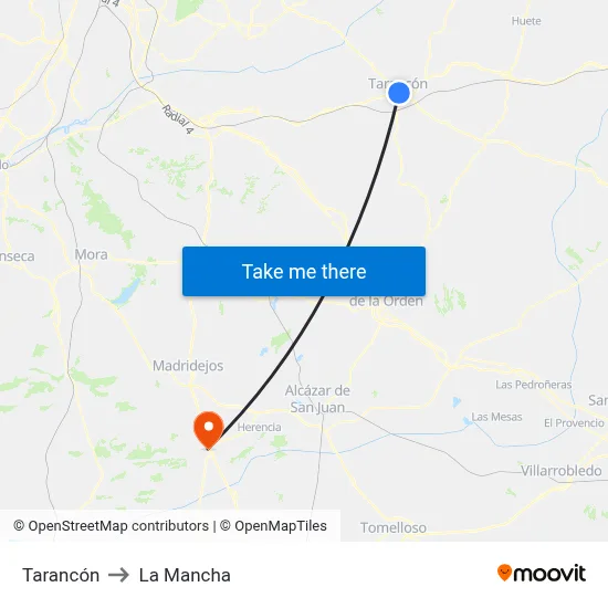 Tarancón to La Mancha map
