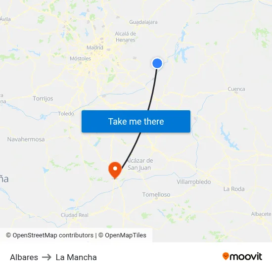 Albares to La Mancha map
