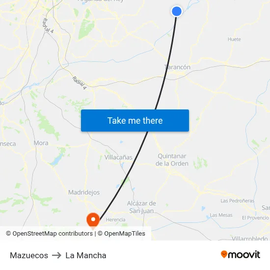 Mazuecos to La Mancha map