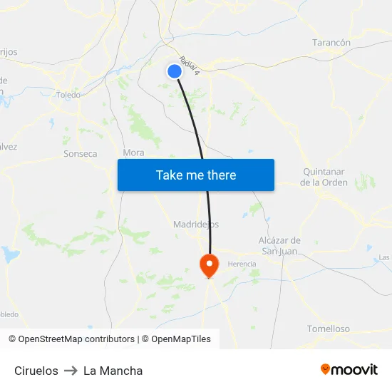 Ciruelos to La Mancha map