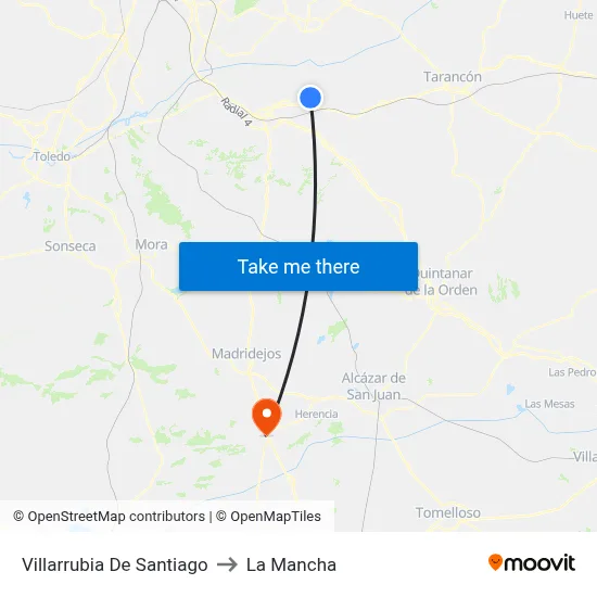 Villarrubia De Santiago to La Mancha map