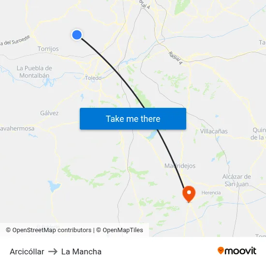 Arcicóllar to La Mancha map