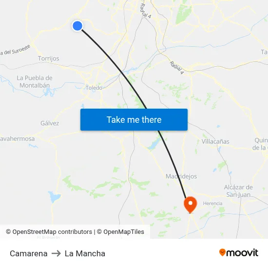 Camarena to La Mancha map