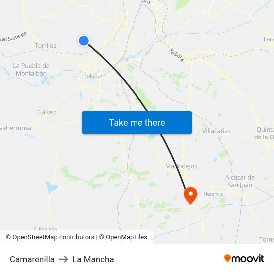 Camarenilla to La Mancha map