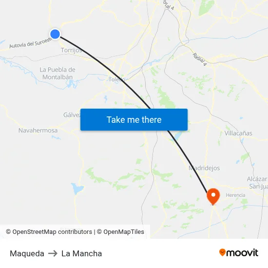 Maqueda to La Mancha map