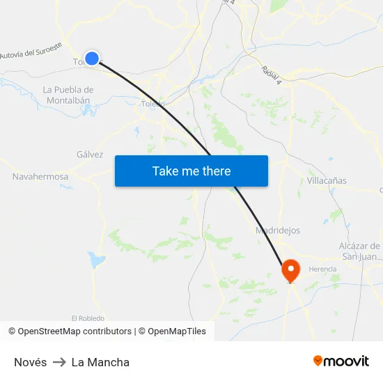Novés to La Mancha map