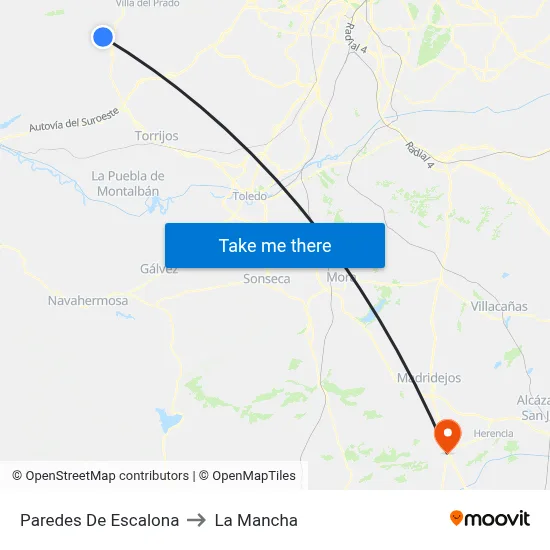 Paredes De Escalona to La Mancha map