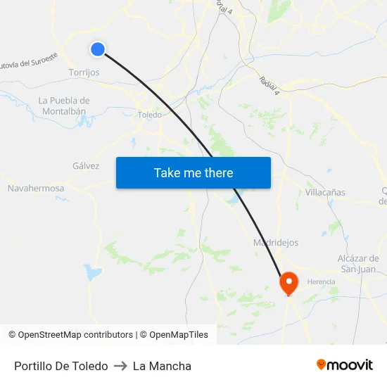 Portillo De Toledo to La Mancha map