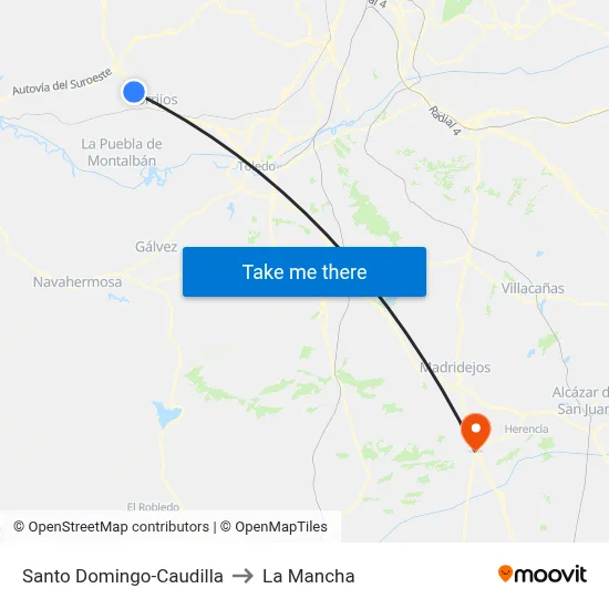 Santo Domingo-Caudilla to La Mancha map