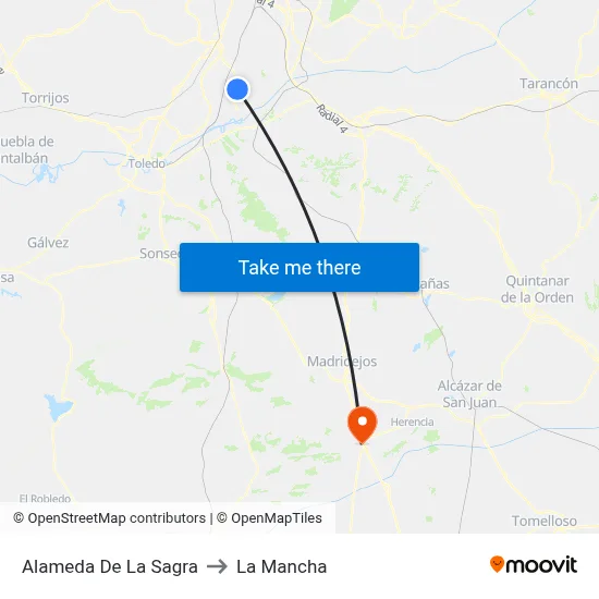 Alameda De La Sagra to La Mancha map