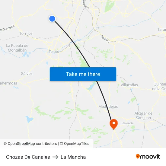 Chozas De Canales to La Mancha map