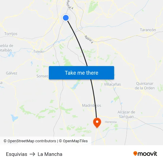 Esquivias to La Mancha map