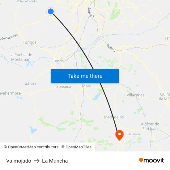 Valmojado to La Mancha map