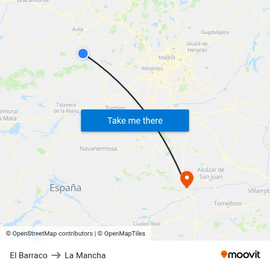 El Barraco to La Mancha map