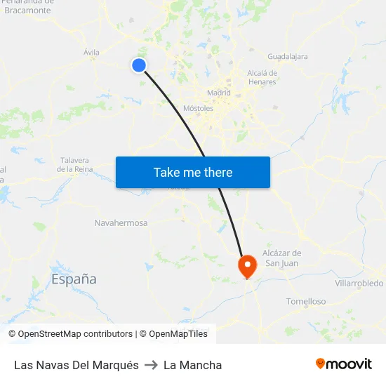 Las Navas Del Marqués to La Mancha map