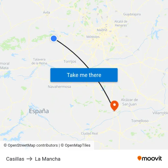 Casillas to La Mancha map