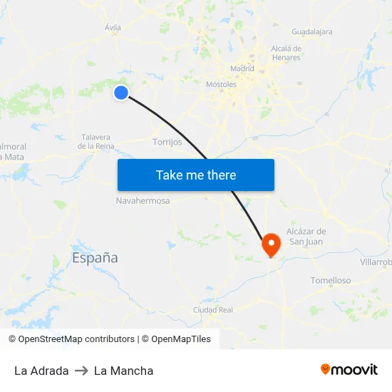 La Adrada to La Mancha map