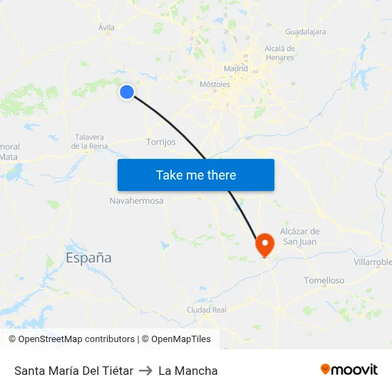 Santa María Del Tiétar to La Mancha map