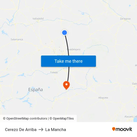 Cerezo De Arriba to La Mancha map
