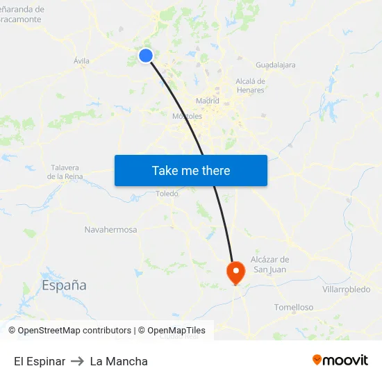 El Espinar to La Mancha map
