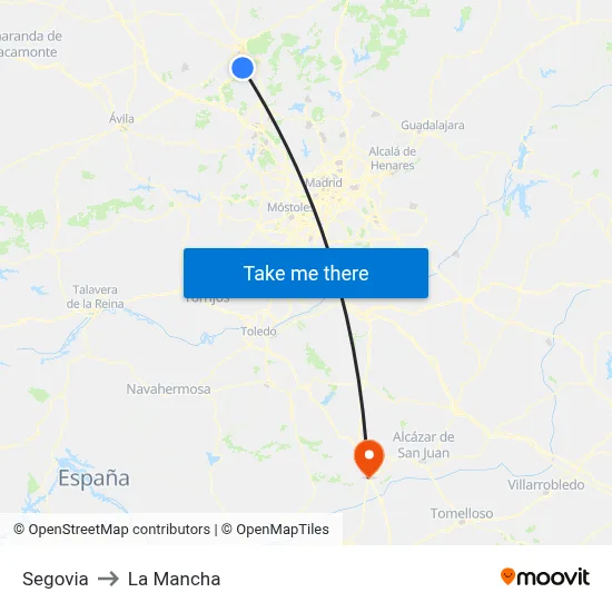 Segovia to La Mancha map