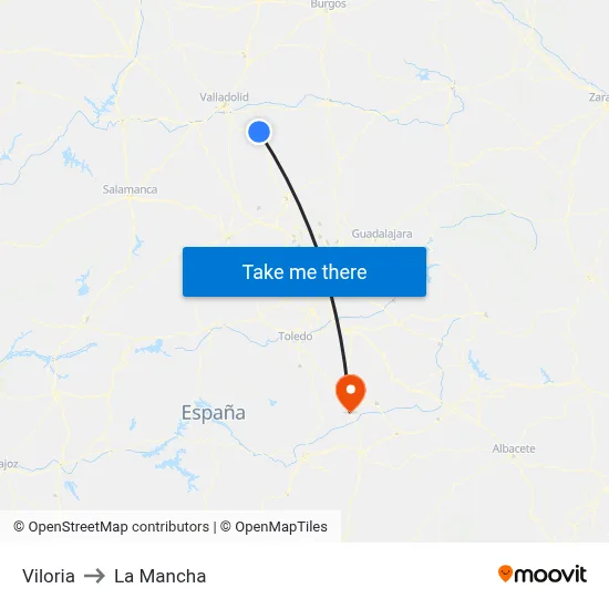 Viloria to La Mancha map