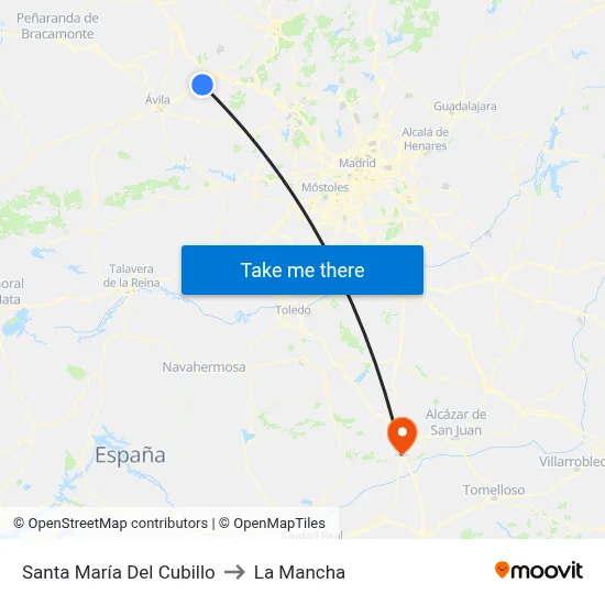 Santa María Del Cubillo to La Mancha map