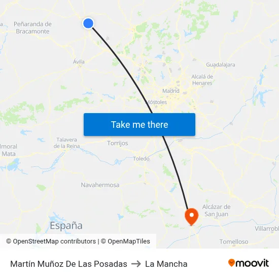 Martín Muñoz De Las Posadas to La Mancha map