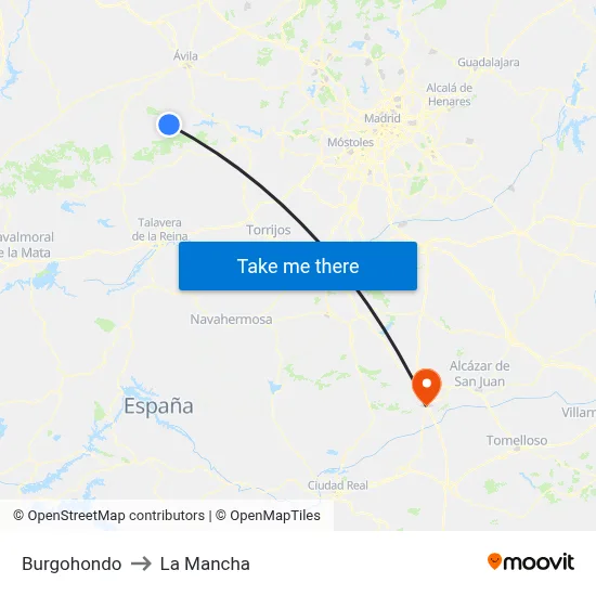 Burgohondo to La Mancha map