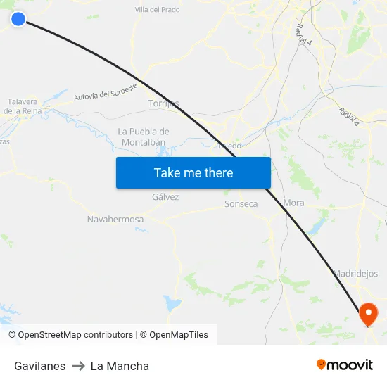 Gavilanes to La Mancha map