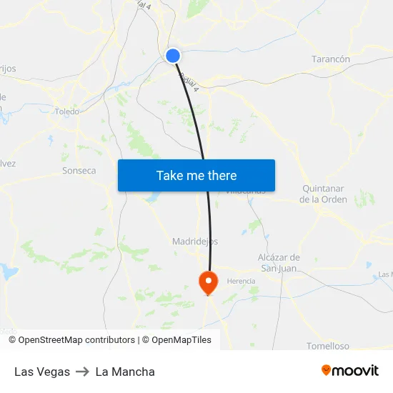 Las Vegas to La Mancha map