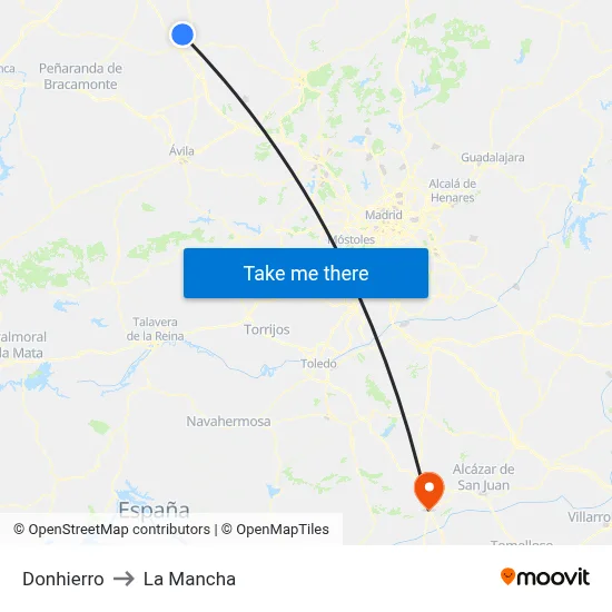 Donhierro to La Mancha map