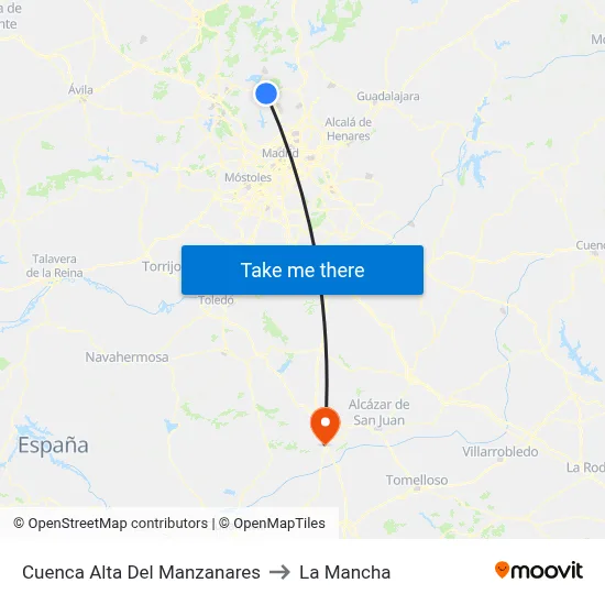 Cuenca Alta Del Manzanares to La Mancha map